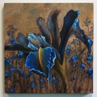 Marie-Chantal - Série  Iris versicolores 2  2015 -  Acrylique sur jute - 38 x 38 pouces 